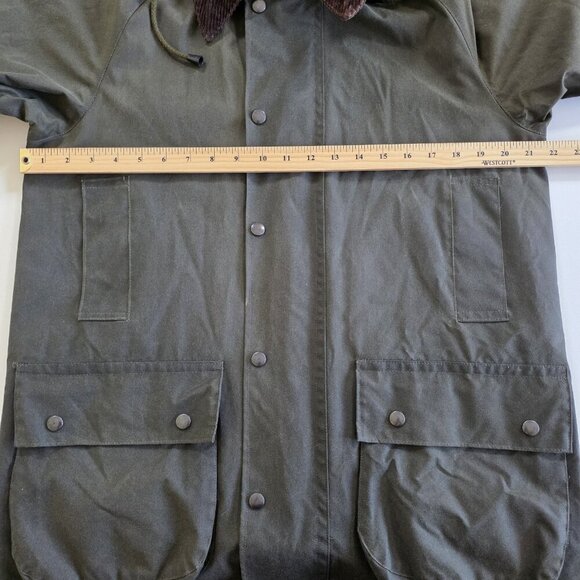 VTG Lavenir Wax Chore Coat Men 36 Military Green LS Lined Cotton Equestrian Hood - Picture 5 of 16